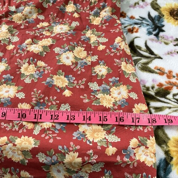 Y2K Ralph Lauren Mini Dress Womens Red Milkmaid Prairie Cotton Ruffle - Picture 7 of 8